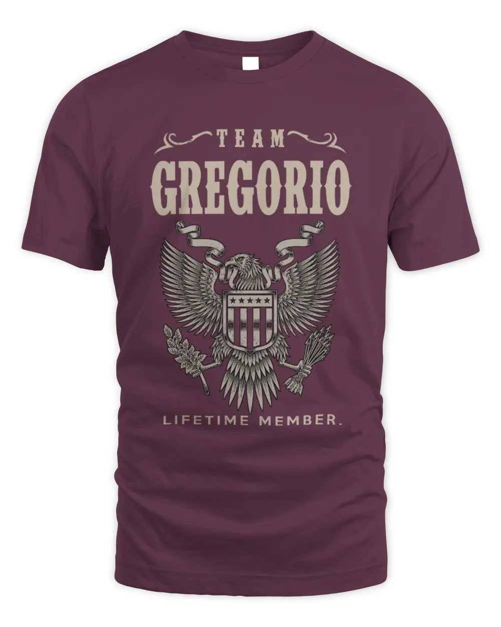 GREGORIO TP06-K82 – Personalized Classic Style Apparel “Team NAME Lifetime Member” - Unisex Standard T-Shirt - Maroon