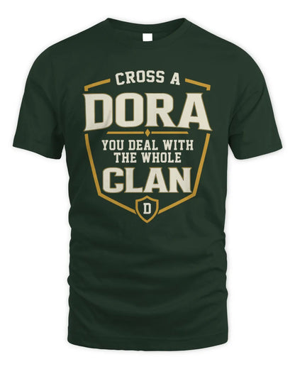 DORA NT1-K008 Cross A/An NAME, You Deal With the Whole Clan | Personalized Vintage T-Shirt - Unisex Standard T-Shirt - Forest Green