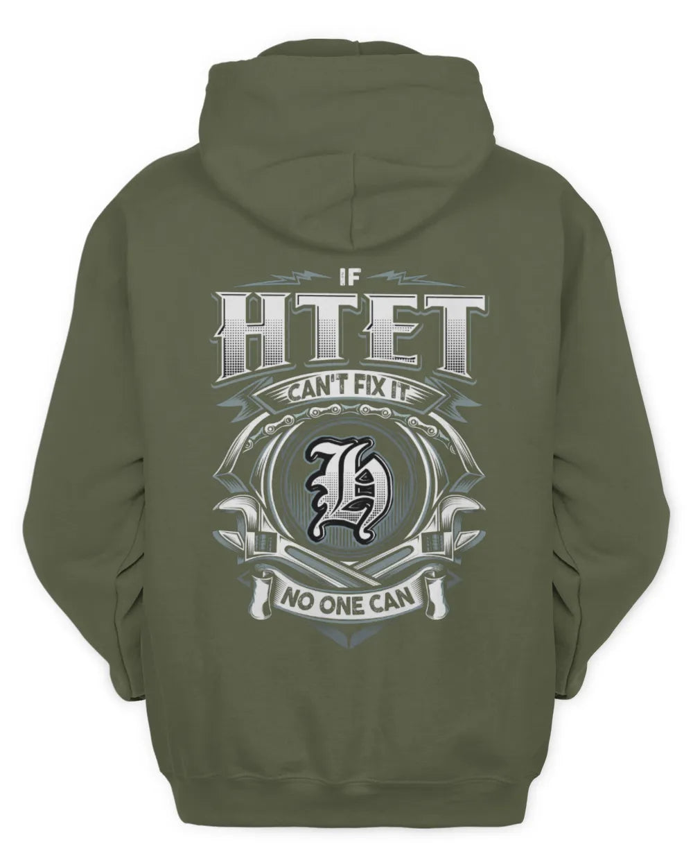 HTET AP81-K4-626 - Personalized Ahmed Quote Apparel “If Ahmed Can't Fix It, No One Can” - Unisex Hoodie - Military Green
