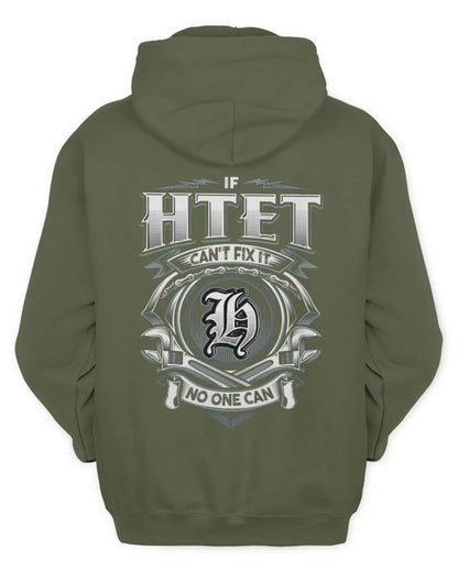 HTET AP81-K4-626 - Personalized Ahmed Quote Apparel “If Ahmed Can't Fix It, No One Can” - Unisex Hoodie - Military Green