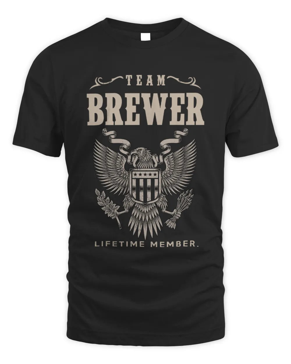 BREWER TP06-K82 – Personalized Classic Style Apparel “Team NAME Lifetime Member” - Unisex Standard T-Shirt - Black