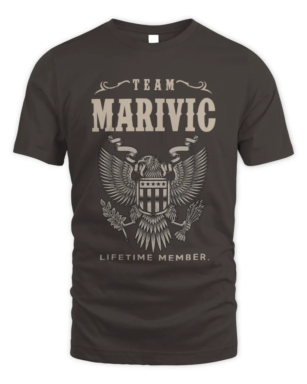 MARIVIC TP06-K82 – Personalized Classic Style Apparel “Team NAME Lifetime Member” - Unisex Standard T-Shirt - Dark Chocolate
