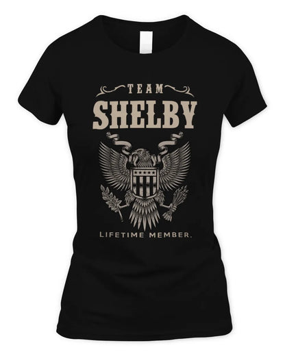SHELBY TP06-K82 – Personalized Classic Style Apparel “Team NAME Lifetime Member” - Women's Standard T-Shirt - Black