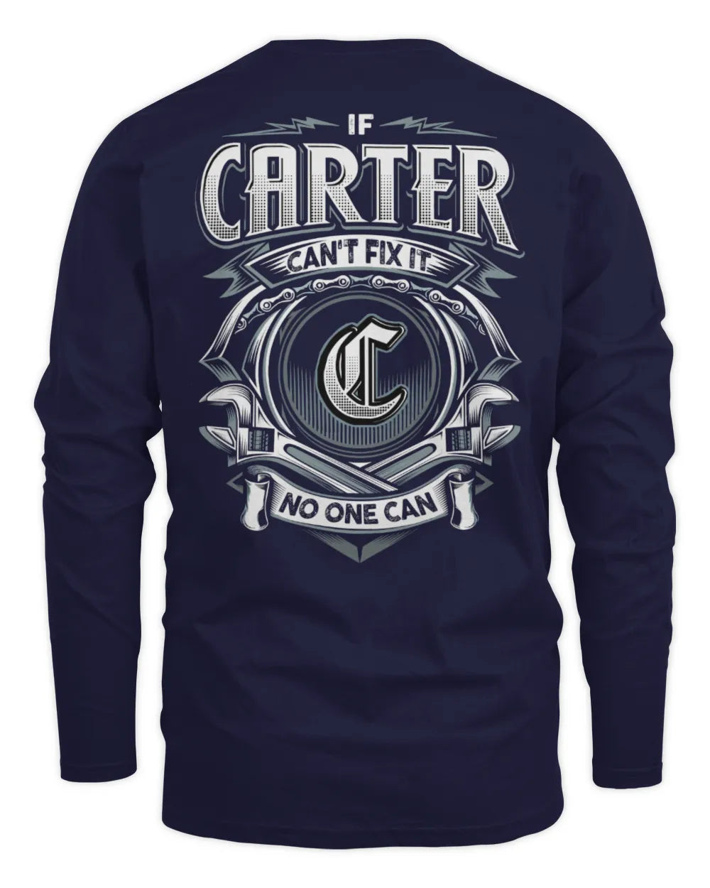 CARTER AP81-K4-626 - Personalized Ahmed Quote Apparel “If Ahmed Can't Fix It, No One Can” - Men's Long Sleeved T-Shirt - Navy