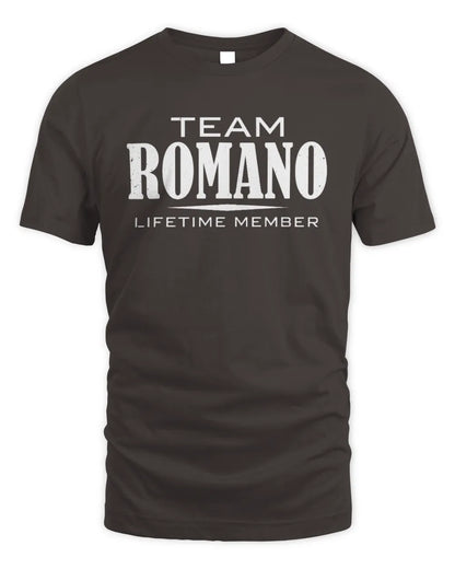 ROMANO BL62-K4-128 - Personalized “Team NAME Lifetime Member” - Unisex Standard T-Shirt - Dark Chocolate