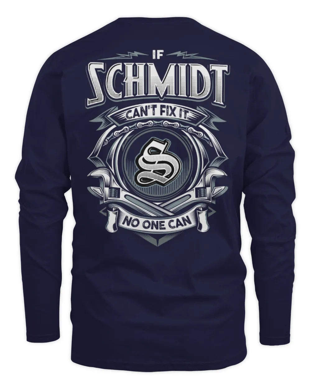 SCHMIDT AP81-K4-626 - Personalized Ahmed Quote Apparel “If Ahmed Can't Fix It, No One Can” - Men's Long Sleeved T-Shirt - Navy