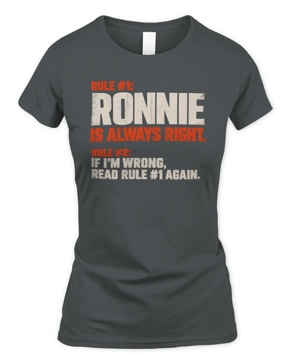 RONNIE NP1-H006 - Always Right Personalized Name T-Shirt – Funny Custom Name Shirt - Women's Standard T-Shirt - Charcoal