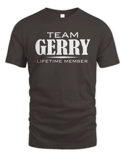 GERRY BL62-K4-128 - Personalized “Team NAME Lifetime Member” - Unisex Standard T-Shirt - Dark Chocolate