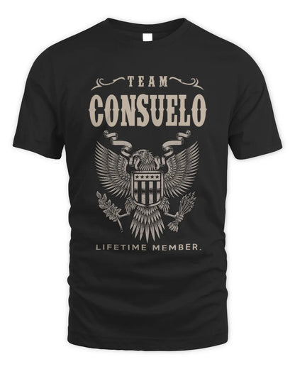 CONSUELO TP06-K82 – Personalized Classic Style Apparel “Team NAME Lifetime Member” - Unisex Standard T-Shirt - Black