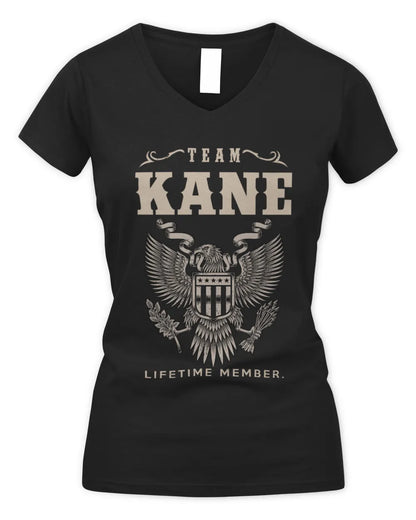 KANE TP06-K82 – Personalized Classic Style Apparel “Team NAME Lifetime Member” - Women's V-Neck T-Shirt - Black