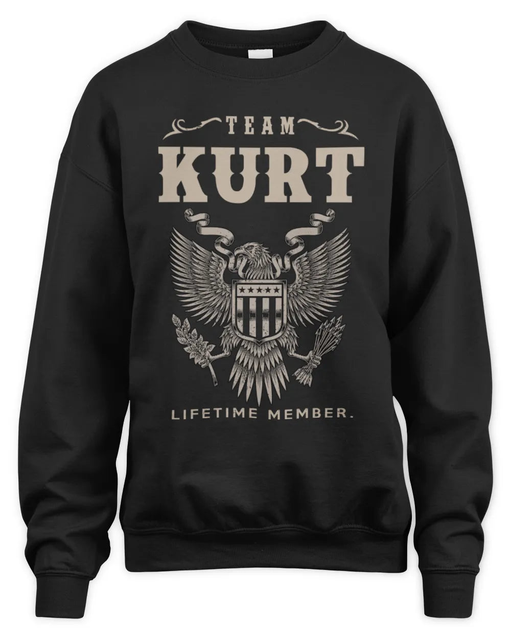 KURT TP06-K82 – Personalized Classic Style Apparel “Team NAME Lifetime Member” - Unisex Sweatshirt - Black