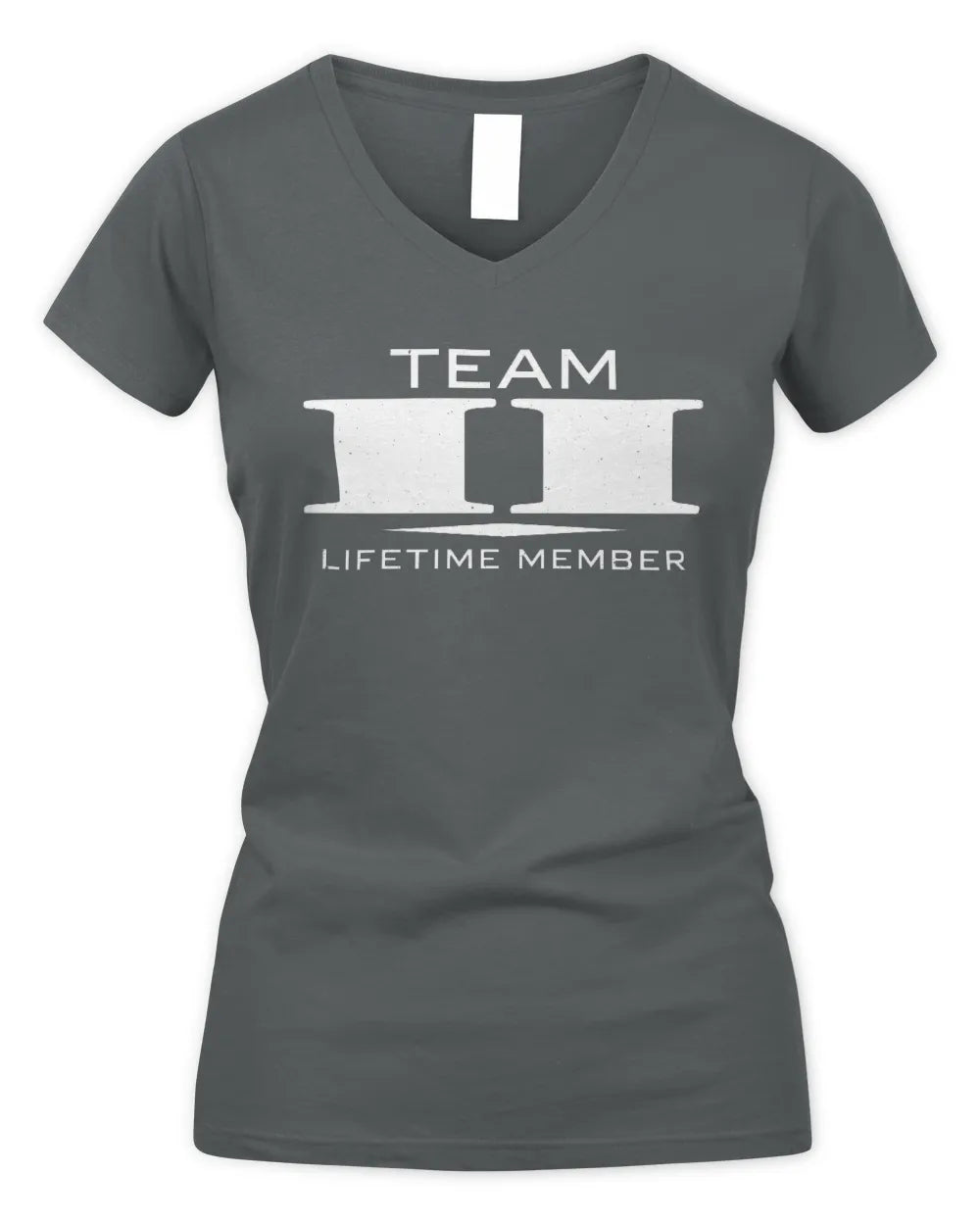 II BL62-K4-128 - Personalized “Team NAME Lifetime Member” - Women's V-Neck T-Shirt - Charcoal