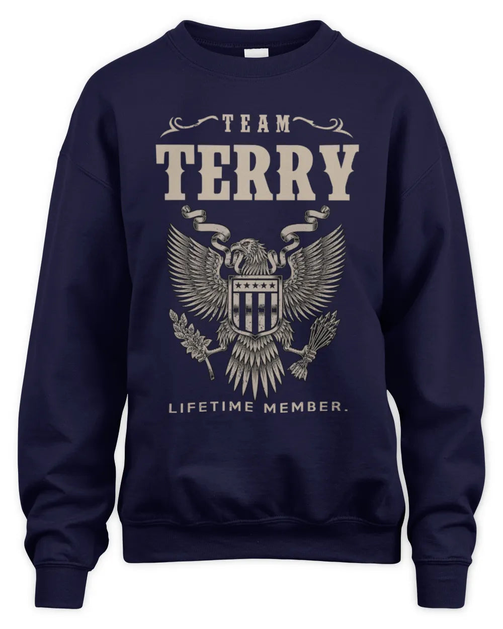 TERRY TP06-K82 – Personalized Classic Style Apparel “Team NAME Lifetime Member” - Unisex Sweatshirt - Navy