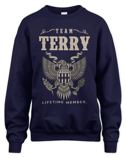 TERRY TP06-K82 – Personalized Classic Style Apparel “Team NAME Lifetime Member” - Unisex Sweatshirt - Navy
