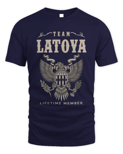 LATOYA TP06-K82 – Personalized Classic Style Apparel “Team NAME Lifetime Member” - Unisex Standard T-Shirt - Navy