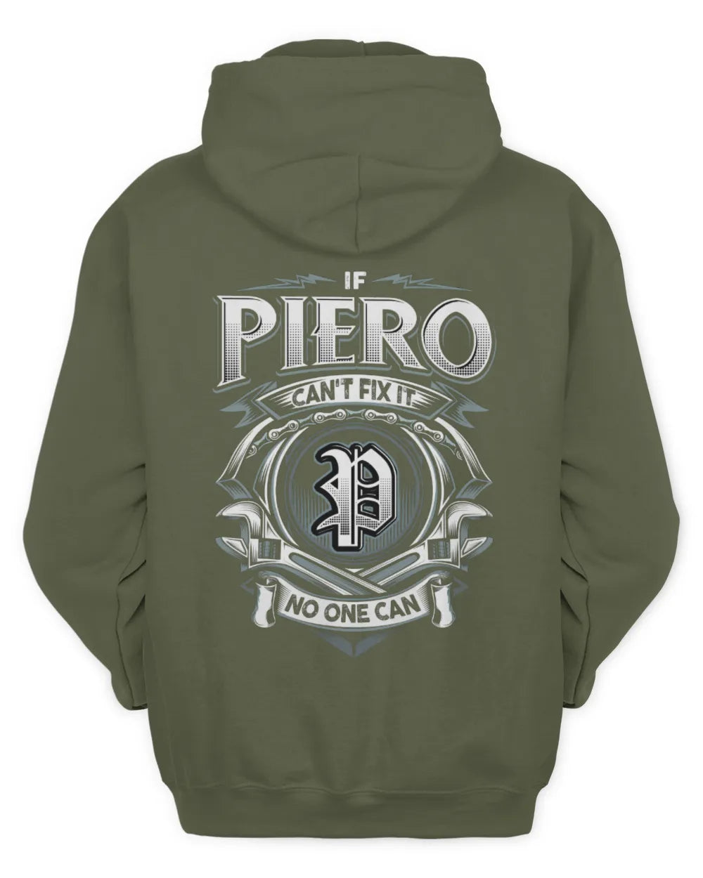 PIERO AP81-K4-626 - Personalized Ahmed Quote Apparel “If Ahmed Can't Fix It, No One Can” - Unisex Hoodie - Military Green