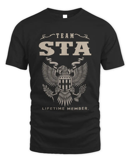 STA TP06-K82 – Personalized Classic Style Apparel “Team NAME Lifetime Member” - Unisex Standard T-Shirt - Black