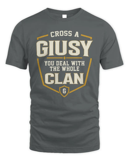 GIUSY NT1-K008 Cross A/An NAME, You Deal With the Whole Clan | Personalized Vintage T-Shirt - Unisex Standard T-Shirt - Charcoal