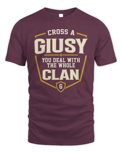 GIUSY NT1-K008 Cross A/An NAME, You Deal With the Whole Clan | Personalized Vintage T-Shirt - Unisex Standard T-Shirt - Maroon