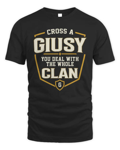 GIUSY NT1-K008 Cross A/An NAME, You Deal With the Whole Clan | Personalized Vintage T-Shirt - Unisex Standard T-Shirt - Black