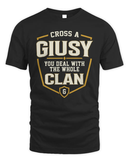 GIUSY NT1-K008 Cross A/An NAME, You Deal With the Whole Clan | Personalized Vintage T-Shirt - Unisex Standard T-Shirt - Black
