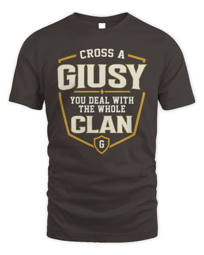 GIUSY NT1-K008 Cross A/An NAME, You Deal With the Whole Clan | Personalized Vintage T-Shirt - Unisex Standard T-Shirt - Dark Chocolate
