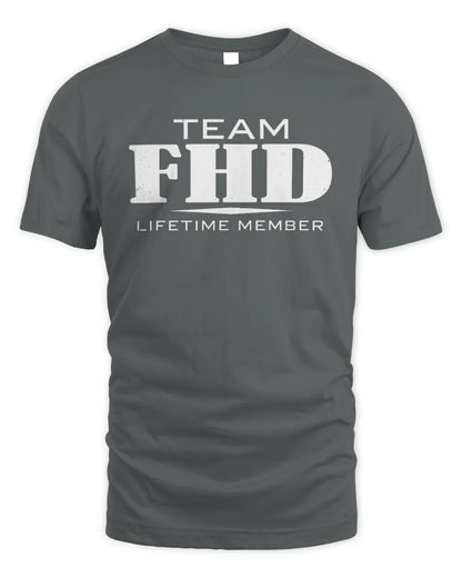 FHD BL62-K4-128 - Personalized “Team NAME Lifetime Member” - Unisex Standard T-Shirt - Charcoal