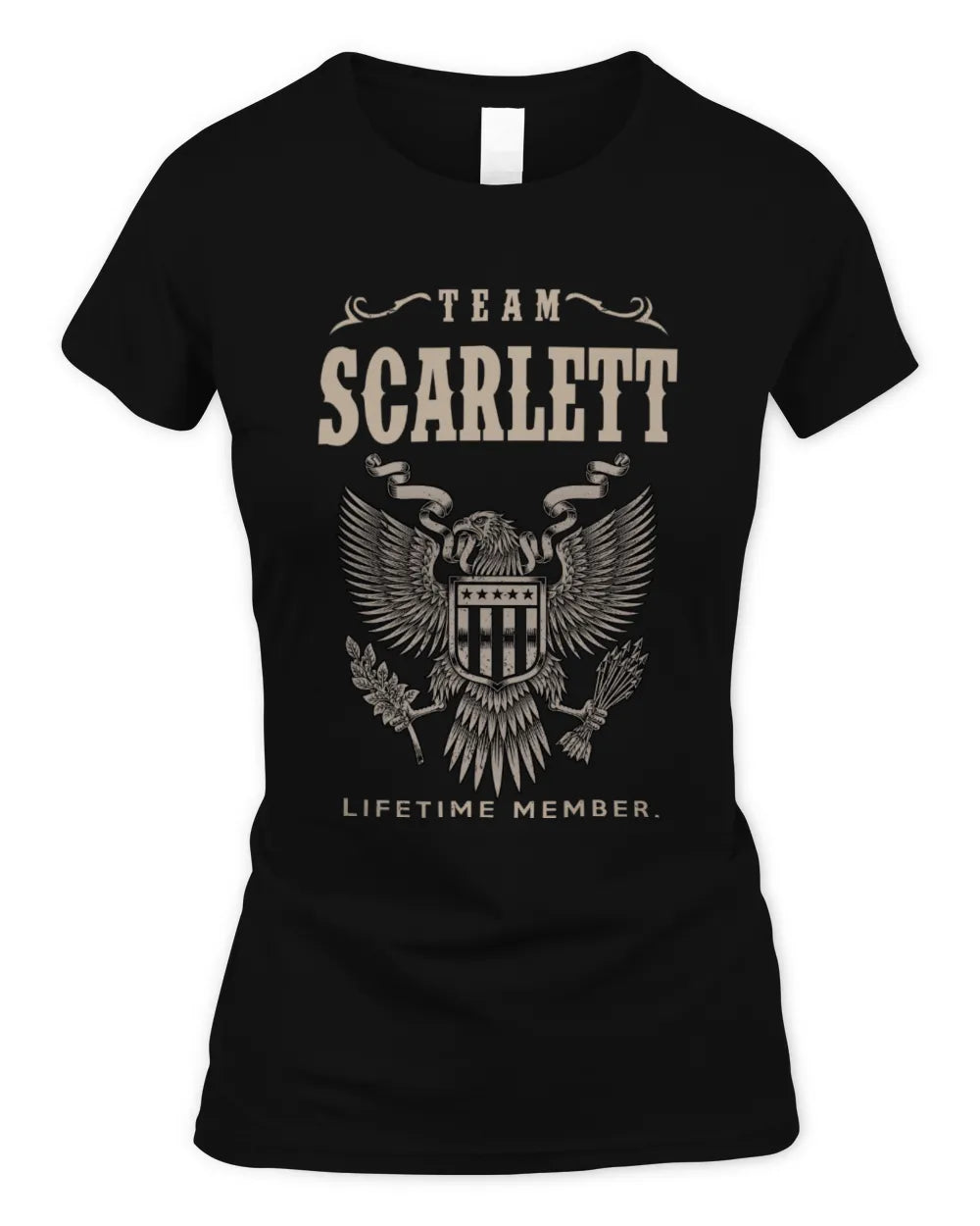 SCARLETT TP06-K82 – Personalized Classic Style Apparel “Team NAME Lifetime Member” - Women's Standard T-Shirt - Black
