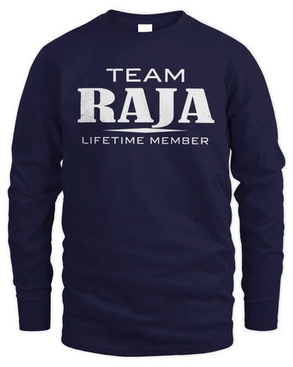 RAJA BL62-K4-128 - Personalized “Team NAME Lifetime Member” - Men's Long Sleeved T-Shirt - Navy