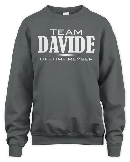 DAVIDE BL62-K4-128 - Personalized “Team NAME Lifetime Member” - Unisex Sweatshirt - Charcoal