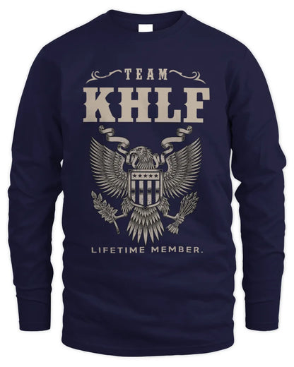 KHLF TP06-K82 – Personalized Classic Style Apparel “Team NAME Lifetime Member” - Men's Long Sleeved T-Shirt - Navy