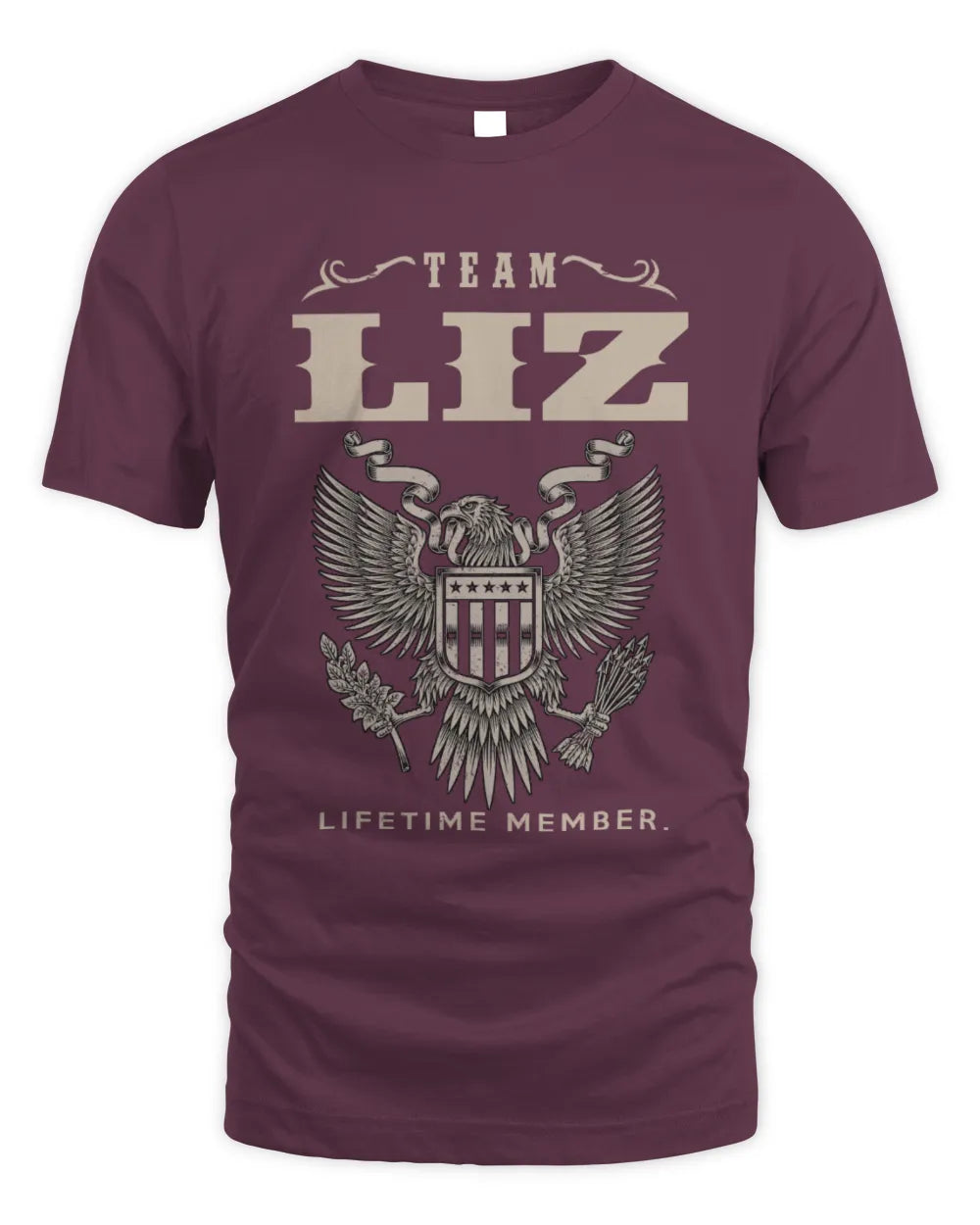 LIZ TP06-K82 – Personalized Classic Style Apparel “Team NAME Lifetime Member” - Unisex Standard T-Shirt - Maroon