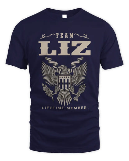LIZ TP06-K82 – Personalized Classic Style Apparel “Team NAME Lifetime Member” - Unisex Standard T-Shirt - Navy