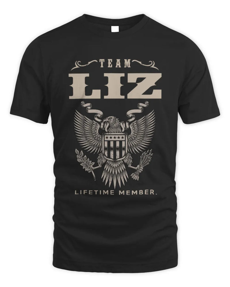 LIZ TP06-K82 – Personalized Classic Style Apparel “Team NAME Lifetime Member” - Unisex Standard T-Shirt - Black