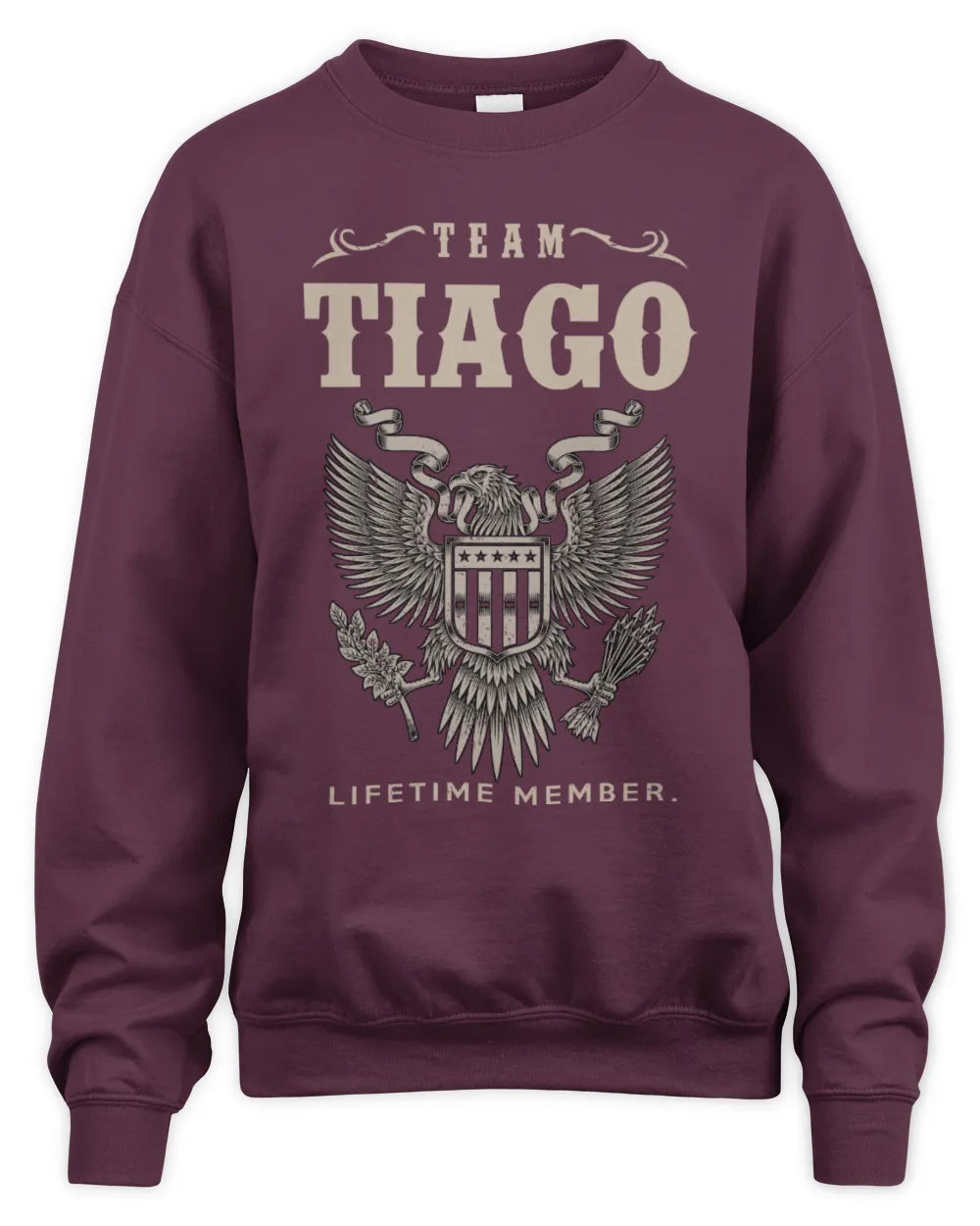 TIAGO TP06-K82 – Personalized Classic Style Apparel “Team NAME Lifetime Member” - Unisex Sweatshirt - Maroon