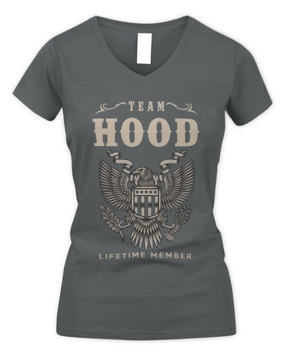HOOD TP06-K82 – Personalized Classic Style Apparel “Team NAME Lifetime Member” - Women's V-Neck T-Shirt - Charcoal