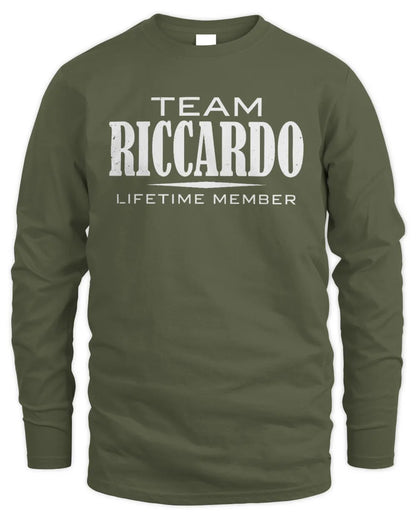 RICCARDO BL62-K4-128 - Personalized “Team NAME Lifetime Member” - Men's Long Sleeved T-Shirt - Military Green