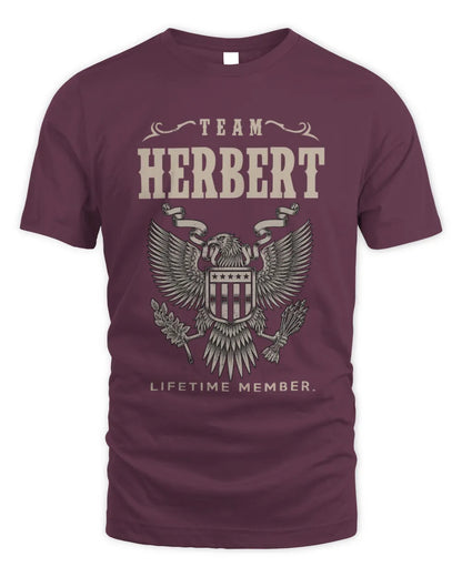 HERBERT TP06-K82 – Personalized Classic Style Apparel “Team NAME Lifetime Member” - Unisex Standard T-Shirt - Maroon