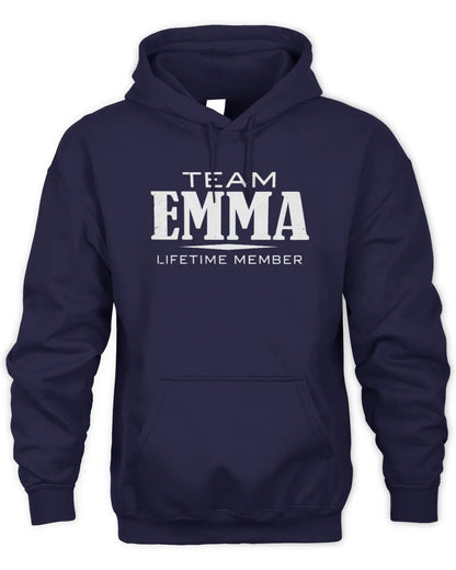 EMMA BL62-K4-128 - Personalized “Team NAME Lifetime Member” - Unisex Hoodie - Navy