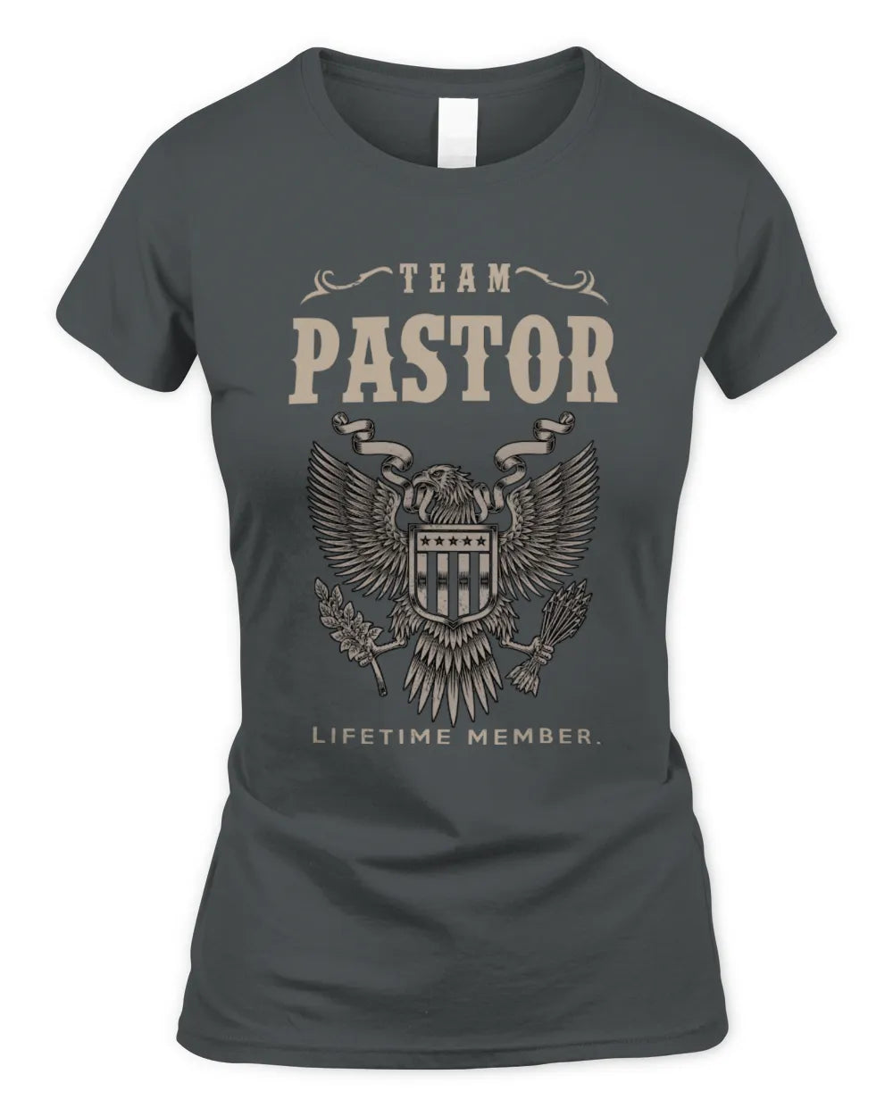 PASTOR TP06-K82 – Personalized Classic Style Apparel “Team NAME Lifetime Member” - Women's Standard T-Shirt - Charcoal
