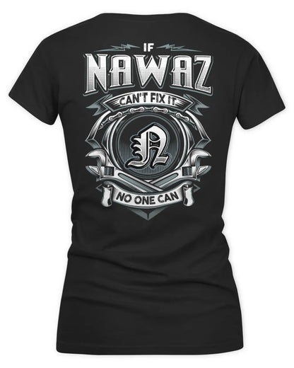 NAWAZ AP81-K4-626 - Personalized Ahmed Quote Apparel “If Ahmed Can't Fix It, No One Can” - Women's V-Neck T-Shirt - Black