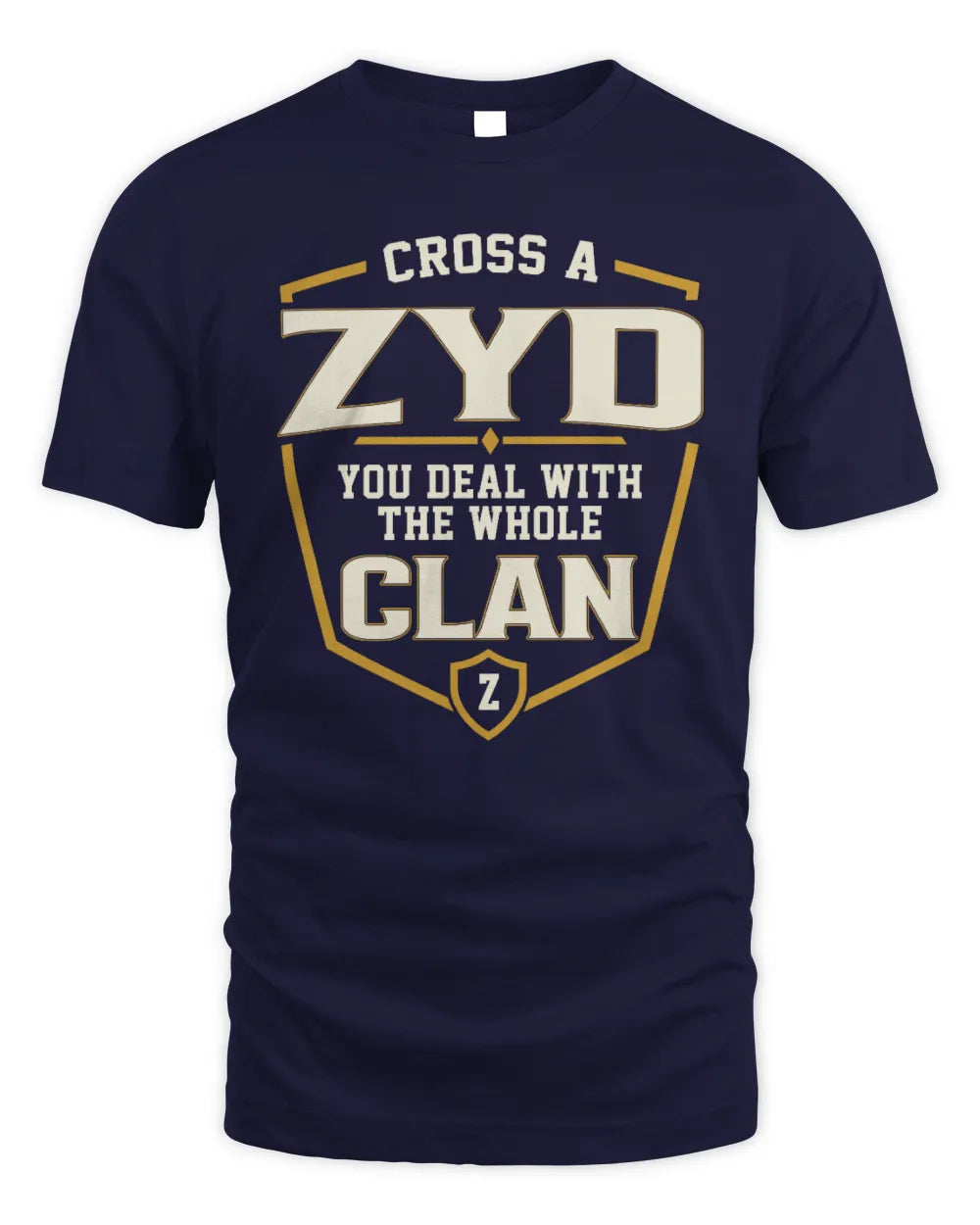 ZYD NT1-K008 Cross A/An NAME, You Deal With the Whole Clan | Personalized Vintage T-Shirt - Unisex Standard T-Shirt - Navy