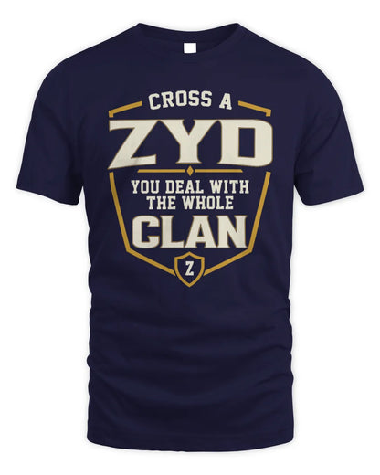 ZYD NT1-K008 Cross A/An NAME, You Deal With the Whole Clan | Personalized Vintage T-Shirt - Unisex Standard T-Shirt - Navy