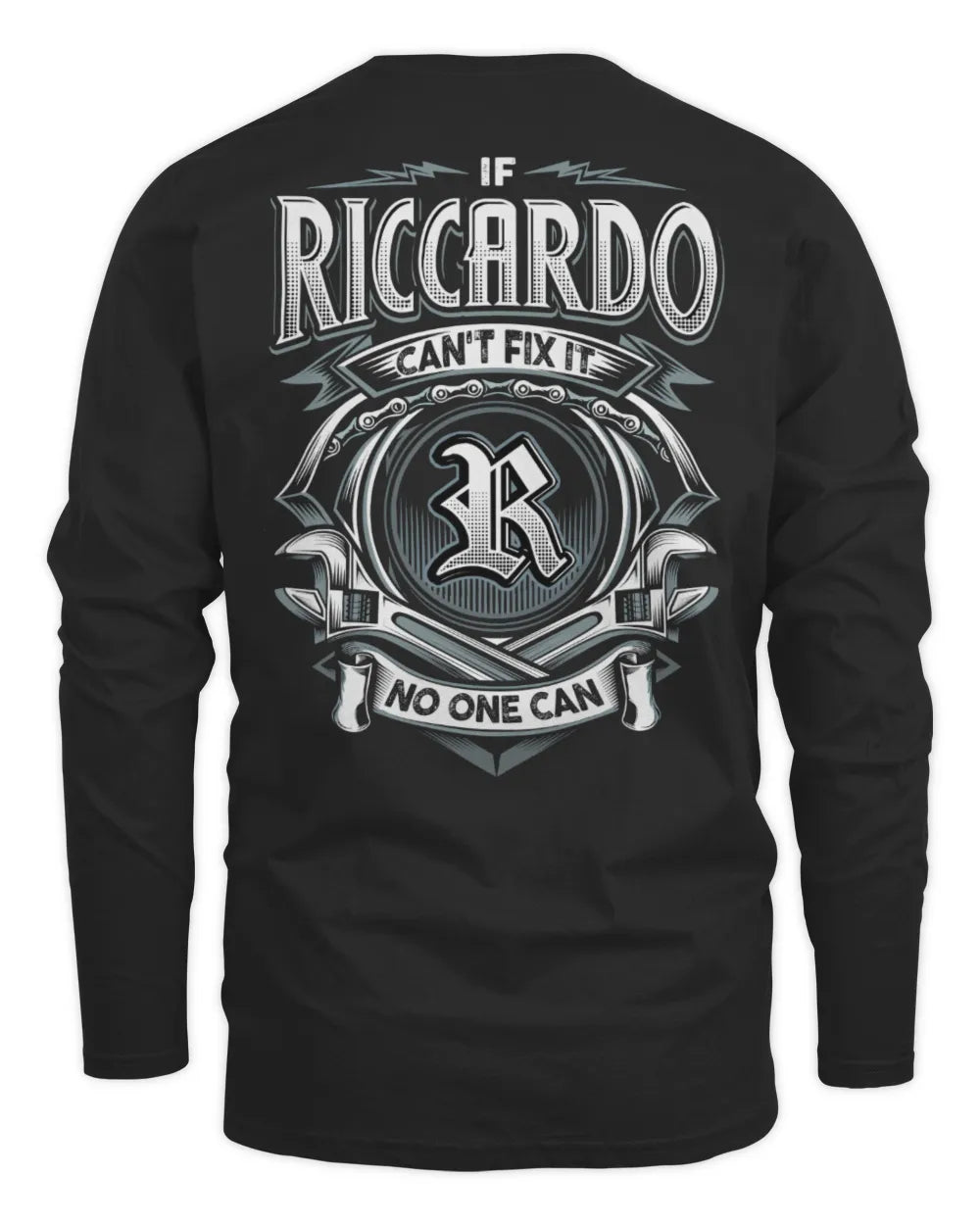 RICCARDO AP81-K4-626 - Personalized Ahmed Quote Apparel “If Ahmed Can't Fix It, No One Can” - Men's Long Sleeved T-Shirt - Black