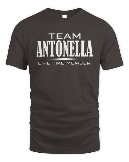 ANTONELLA BL62-K4-128 - Personalized “Team NAME Lifetime Member” - Unisex Standard T-Shirt - Dark Chocolate