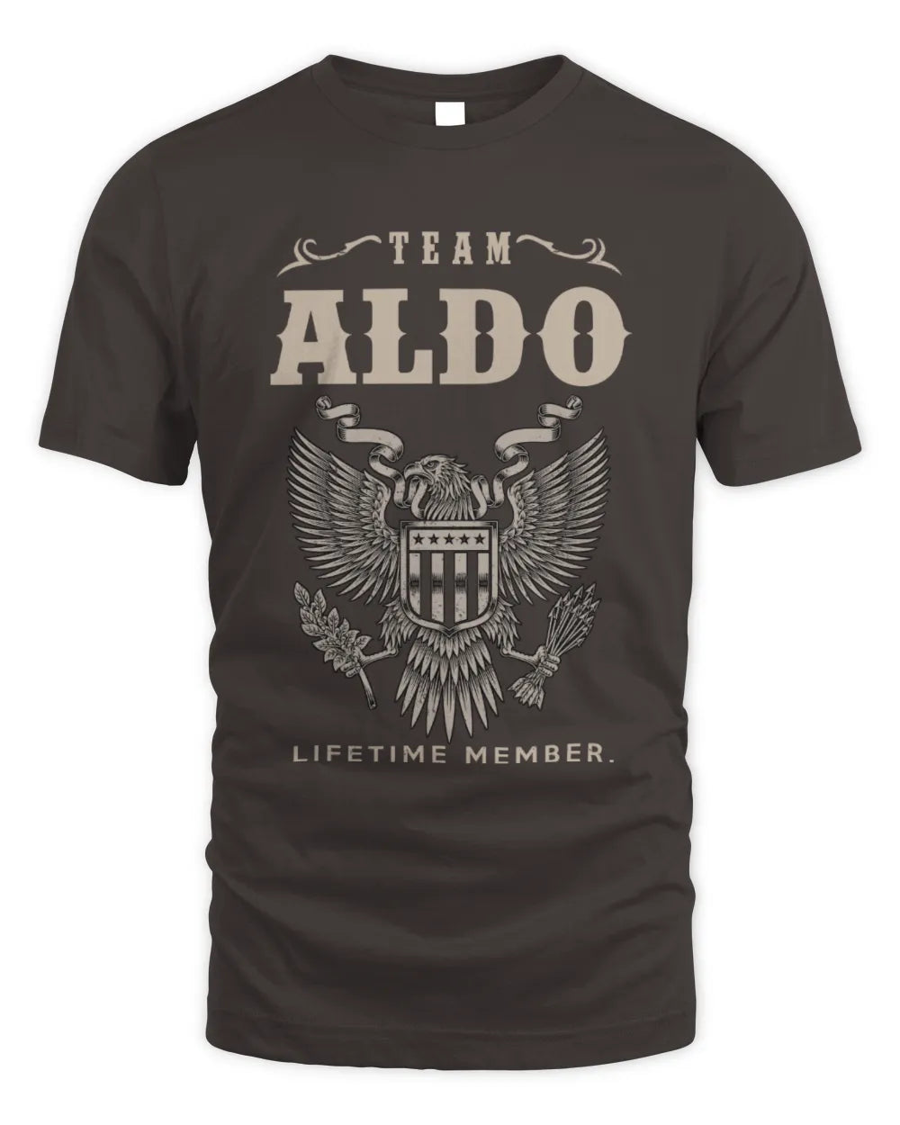 ALDO TP06-K82 – Personalized Classic Style Apparel “Team NAME Lifetime Member” - Unisex Standard T-Shirt - Dark Chocolate