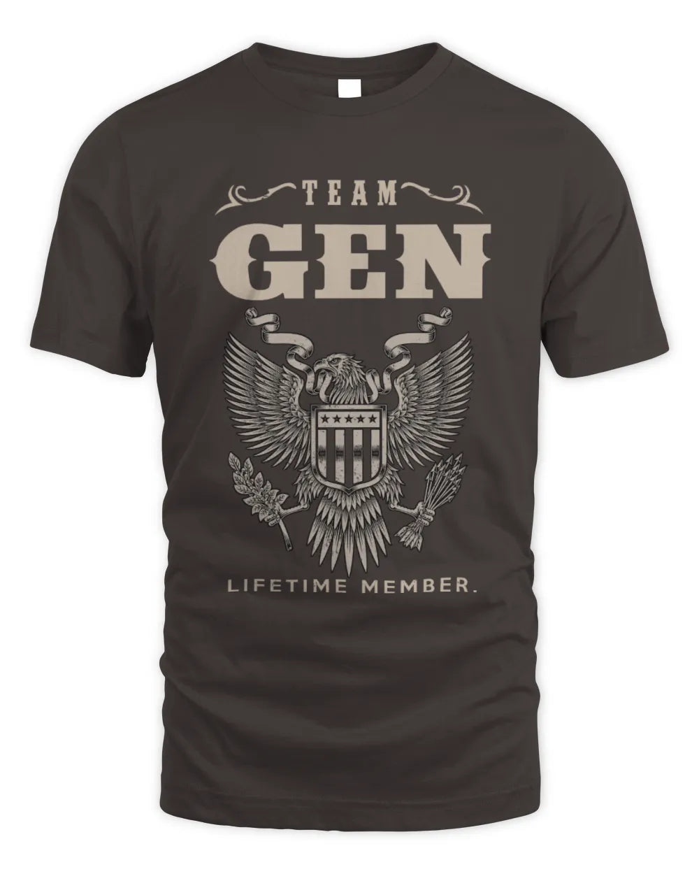 GEN TP06-K82 – Personalized Classic Style Apparel “Team NAME Lifetime Member” - Unisex Standard T-Shirt - Dark Chocolate