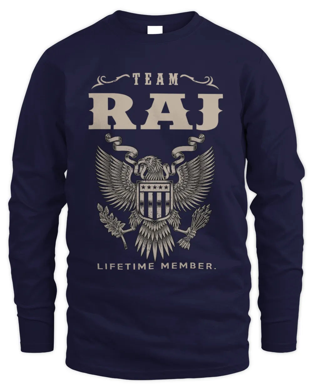 RAJ TP06-K82 – Personalized Classic Style Apparel “Team NAME Lifetime Member” - Men's Long Sleeved T-Shirt - Navy