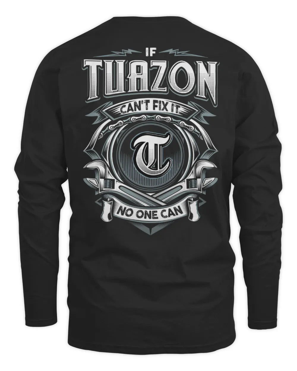 TUAZON AP81-K4-626 - Personalized Ahmed Quote Apparel “If Ahmed Can't Fix It, No One Can” - Men's Long Sleeved T-Shirt - Black