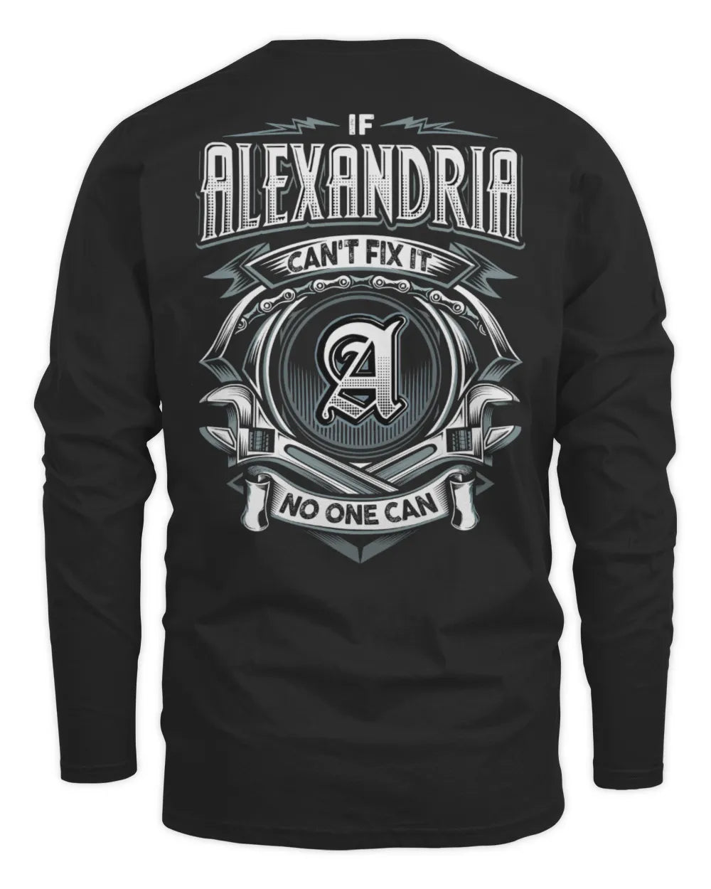 ALEXANDRIA AP81-K4-626 - Personalized Ahmed Quote Apparel “If Ahmed Can't Fix It, No One Can” - Men's Long Sleeved T-Shirt - Black